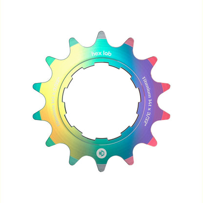 Hex Lab Single Speed Titanium Cogs - 14T Rainbow