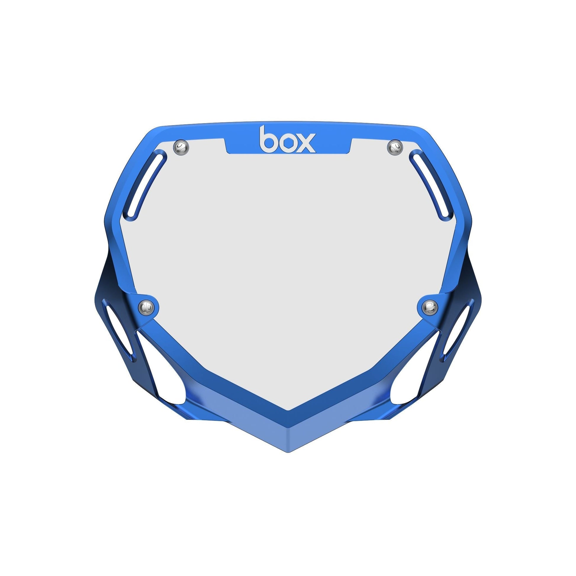 Box Two Chrome Number Plate - Large Blue