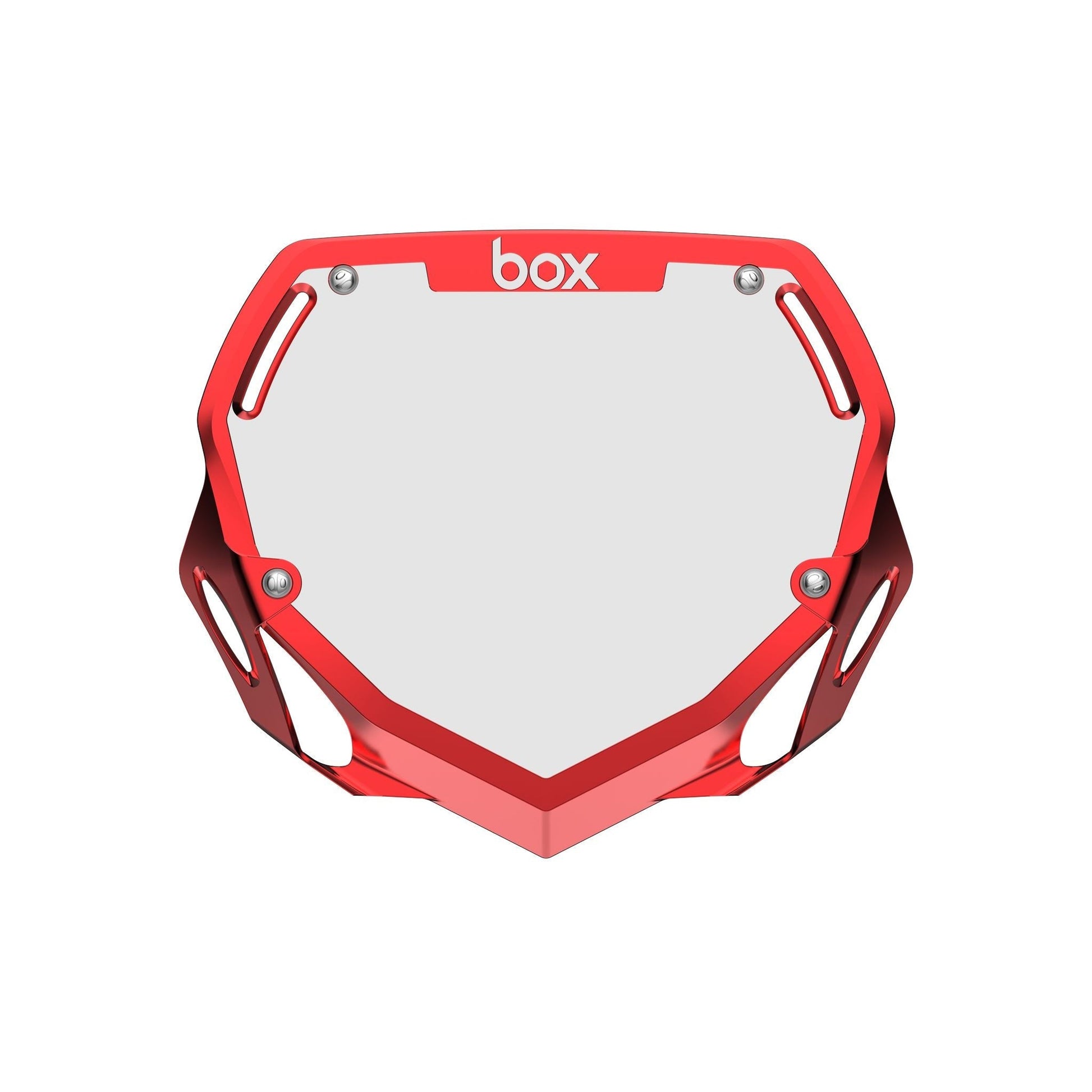 Box Two Chrome Number Plate - Large Red