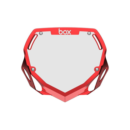 Box Two Chrome Number Plate - Large Red