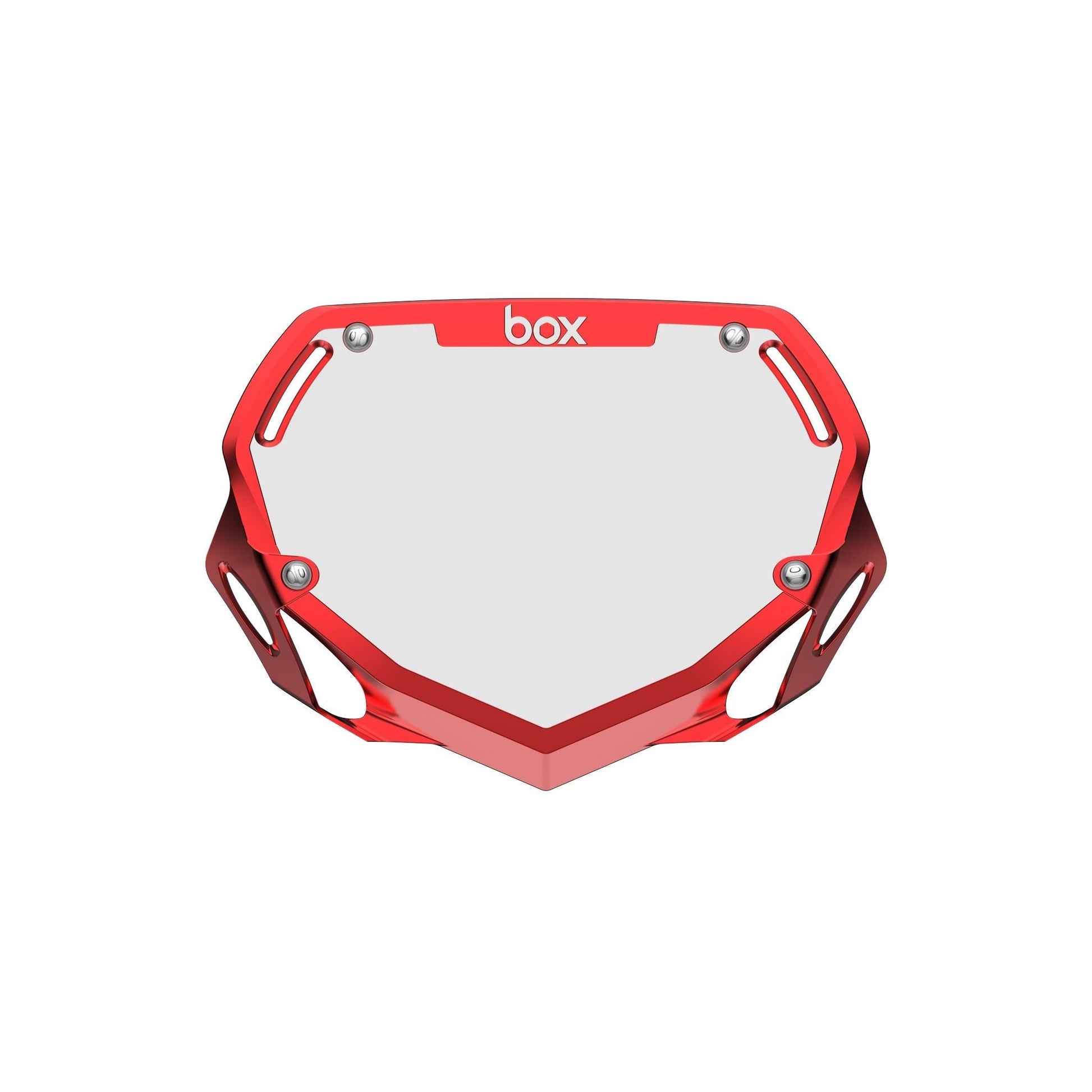 Box Two Chrome Number Plate - Small Red