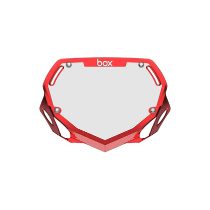 Box Two Chrome Number Plate - Small Red