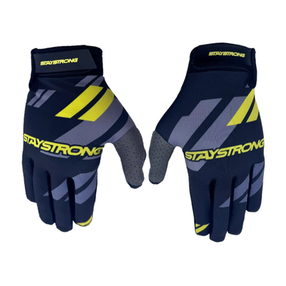 Stay Strong Multi Chevron BMX Race Gloves - Black/Yellow