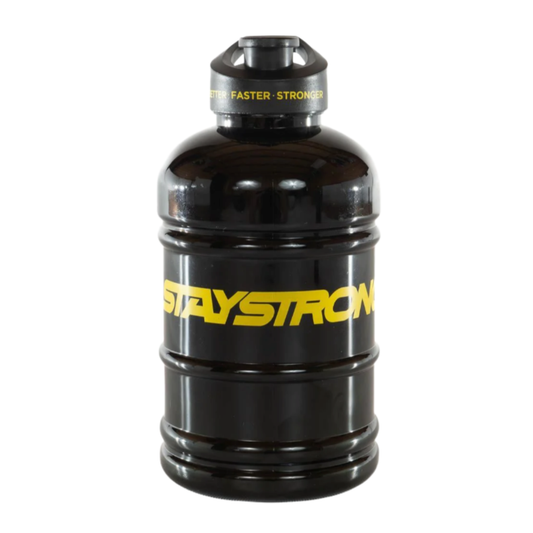 Stay Strong Word Canister Bottle - Black/ Yellow