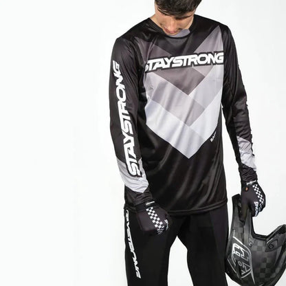 Stay Strong Chevron BMX Race Jersey-Black