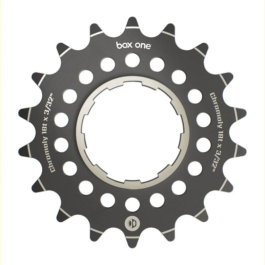Piñones Box de una sola velocidad de cromoly - 18 dientes, color negro