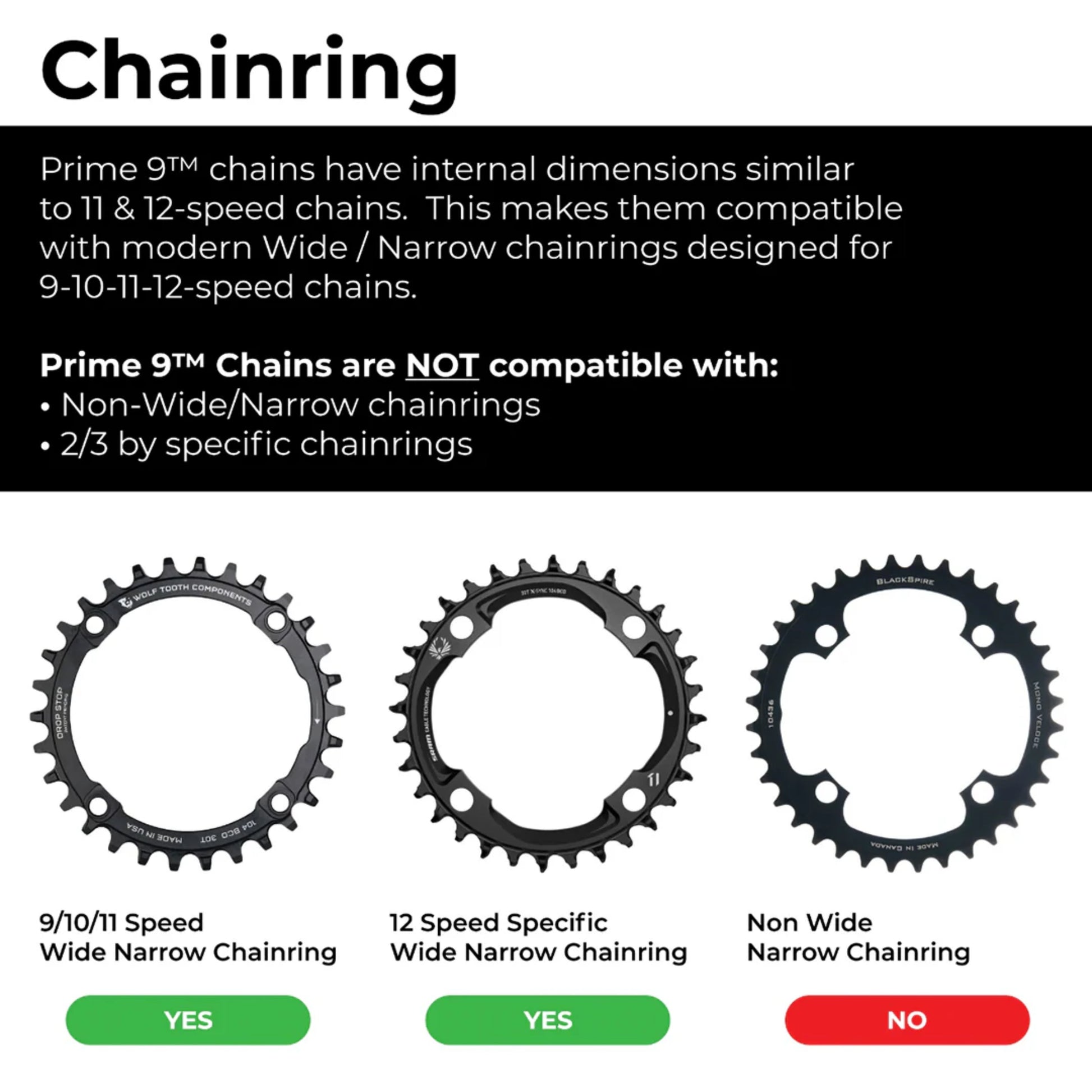 Box Two Prime 9 Chain - chainring compatibility