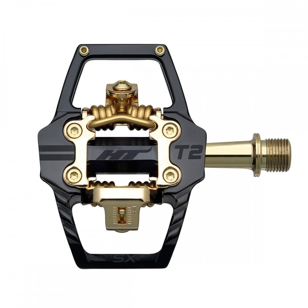 HT T2-SX BMX Race Pedals - Stealth Black Gold