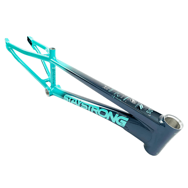 Stay Strong For Life V5 Disc Alloy BMX Race Frame - Charcoal/Mint