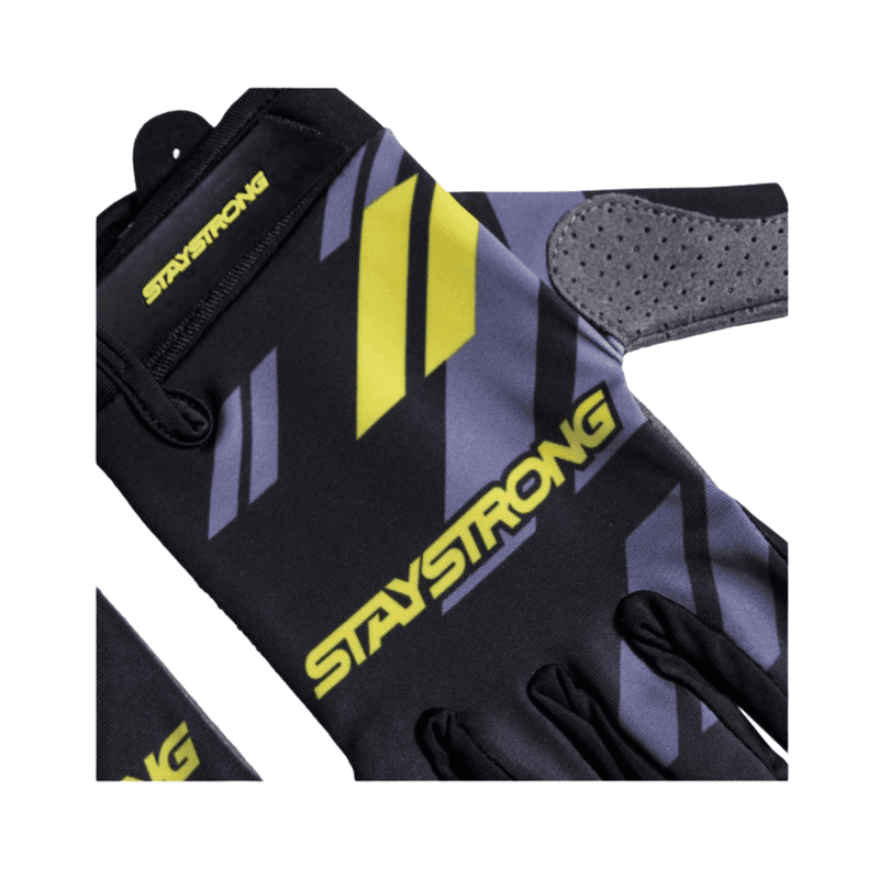 Stay Strong Multi Chevron BMX Race Gloves - Black/Yellow - Adult Sizes